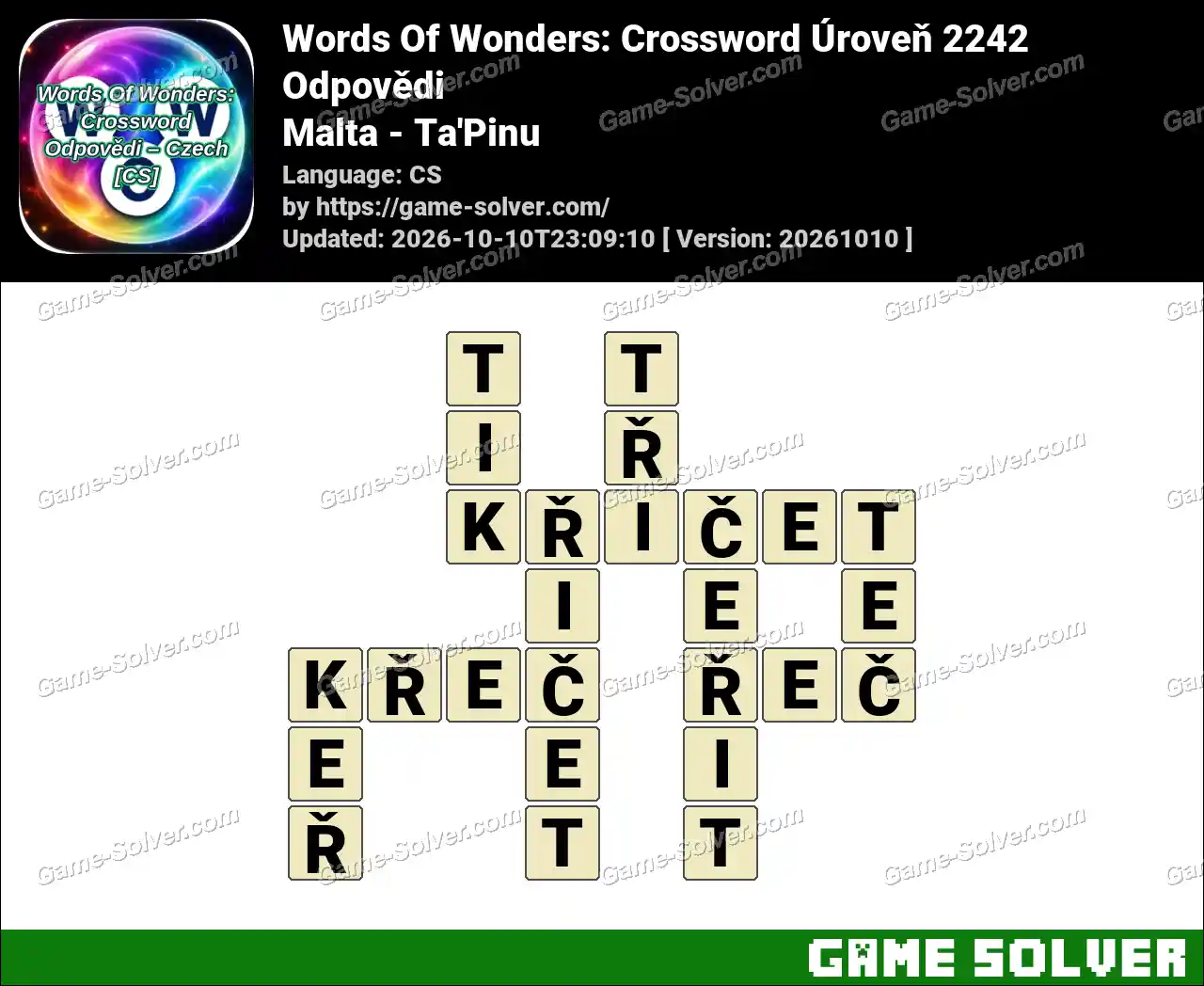 Words Of Wonders: Crossword Úroveň 2242 Odpovědi – Malta – Ta’Pinu